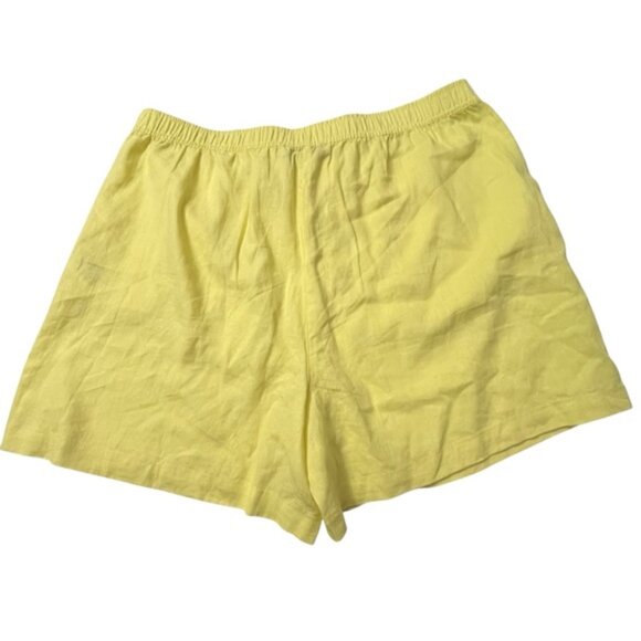 NWT DKNY Linen Blend High Rise Easy Shorts Yellow XL - Picture 2 of 8